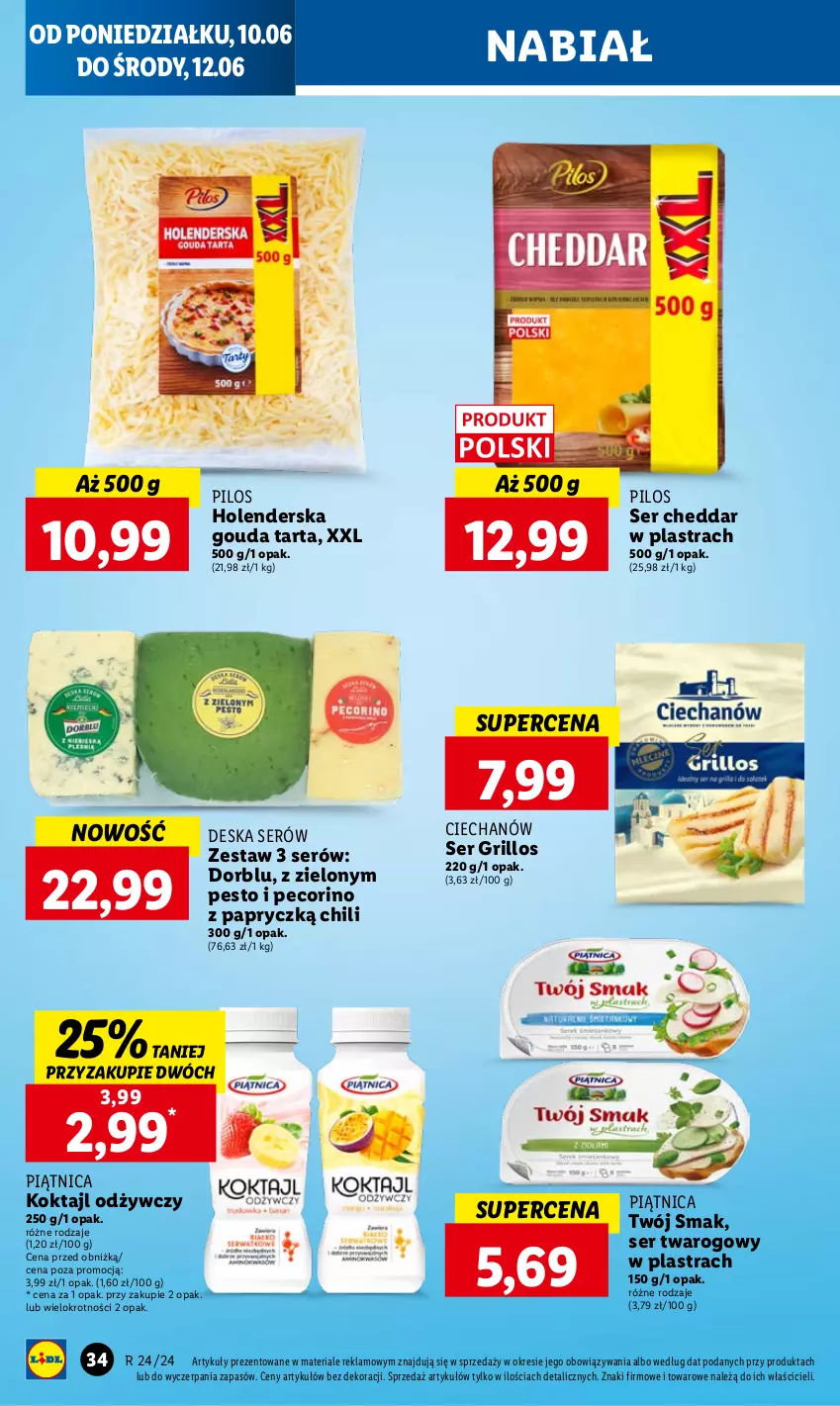 Gazetka promocyjna Lidl - GAZETKA - ważna 10.06 do 12.06.2024 - strona 38 - produkty: Cheddar, Deska serów, Gouda, Grill, Pecorino, Pesto, Piątnica, Pilos, Ser, Ser twarogowy, Tarta, Twój Smak