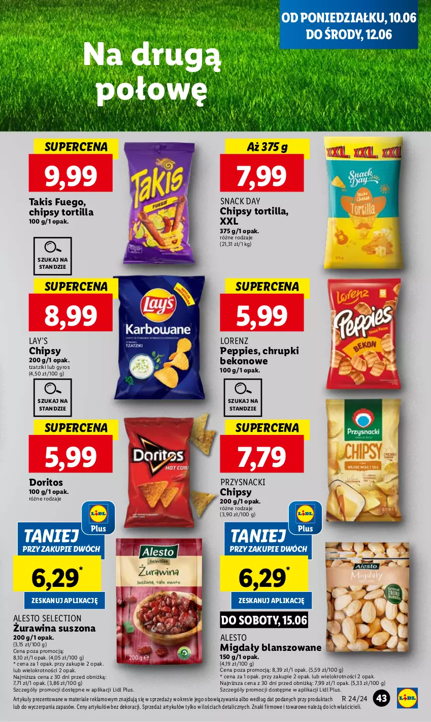 Gazetka promocyjna Lidl - GAZETKA - ważna 10.06 do 12.06.2024 - strona 51 - produkty: Beko, Chipsy, Chrupki, Gyros, Lay’s, Lorenz, Migdały, Przysnacki, Tortilla