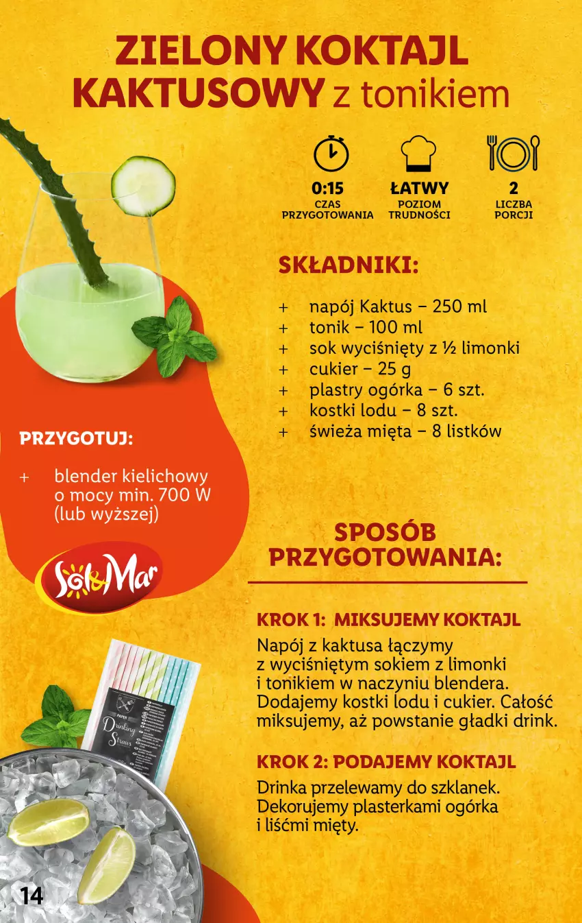 Gazetka promocyjna Lidl - KATALOG SOL&MAR - ważna 24.04 do 30.04.2023 - strona 14 - produkty: Blender, Cukier, Inka, Kaktus, Mięta, Napój, Por, Sok, Tonik