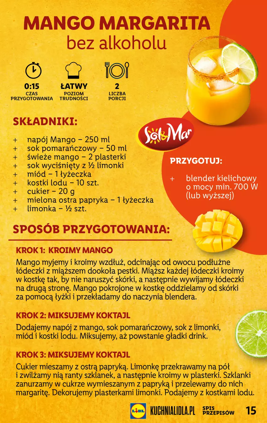 Gazetka promocyjna Lidl - KATALOG SOL&MAR - ważna 24.04 do 30.04.2023 - strona 15 - produkty: Cukier, Mango, Miód, Napój, Papryka, Plasterki, Sok