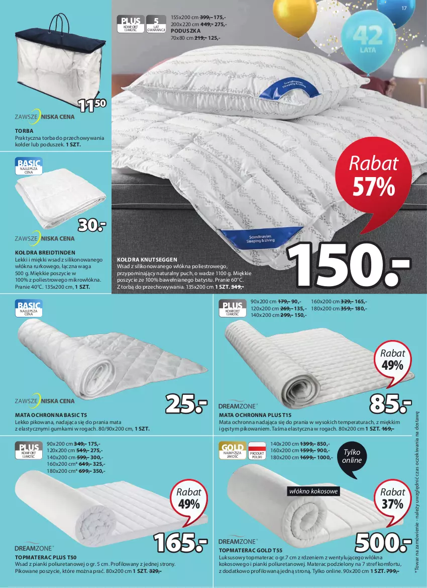 Gazetka promocyjna Jysk - Oferta tygodnia - ważna 29.03 do 13.04.2021 - strona 18 - produkty: Kokos, Kołdra, Mata ochronna, Materac, Poduszka, Sok, Tera, Top, Torba, Waga