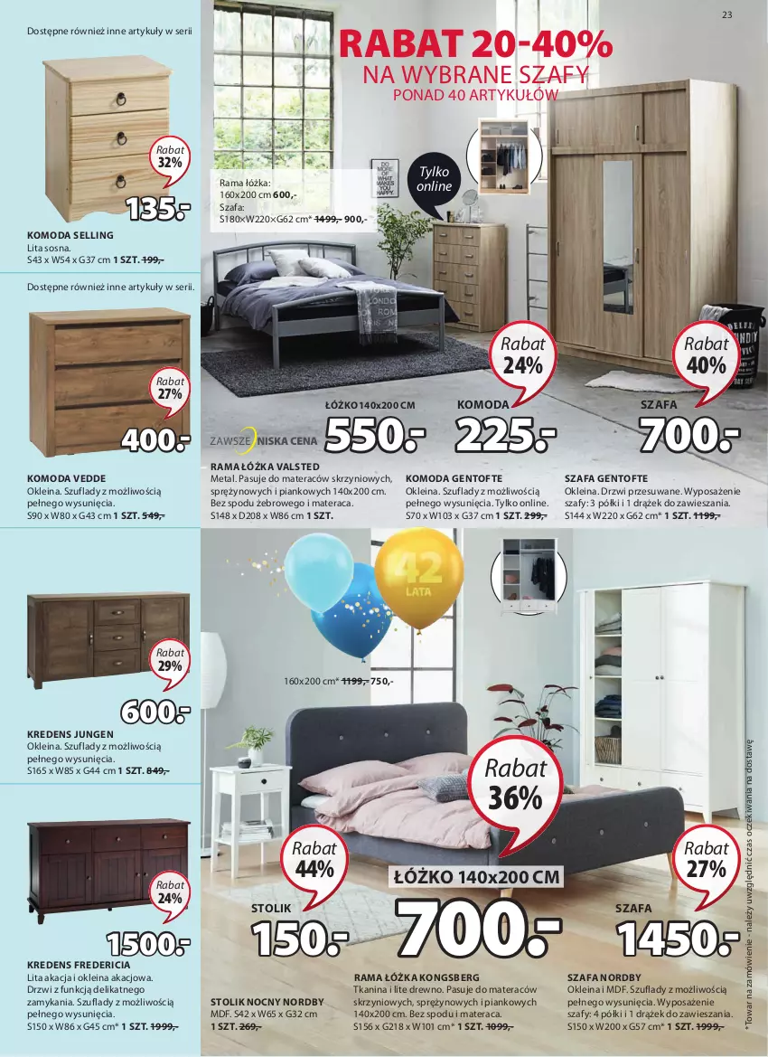 Gazetka promocyjna Jysk - Oferta tygodnia - ważna 29.03 do 13.04.2021 - strona 24 - produkty: Drzwi, Fa, Komoda, Kredens, Materac, Moda, Rama, Rama łóżka, Ser, Sos, Stolik, Stolik nocny, Szafa, Tera