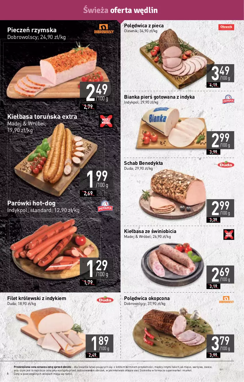 Gazetka promocyjna Stokrotka - Market - ważna 14.09 do 20.09.2023 - strona 10 - produkty: Bianka, BIC, Duda, Kiełbasa, Królewski, Mięso, Olewnik, Owoce, Parówki, Piec, Pieczeń rzymska, Polędwica, Schab Benedykta, Warzywa