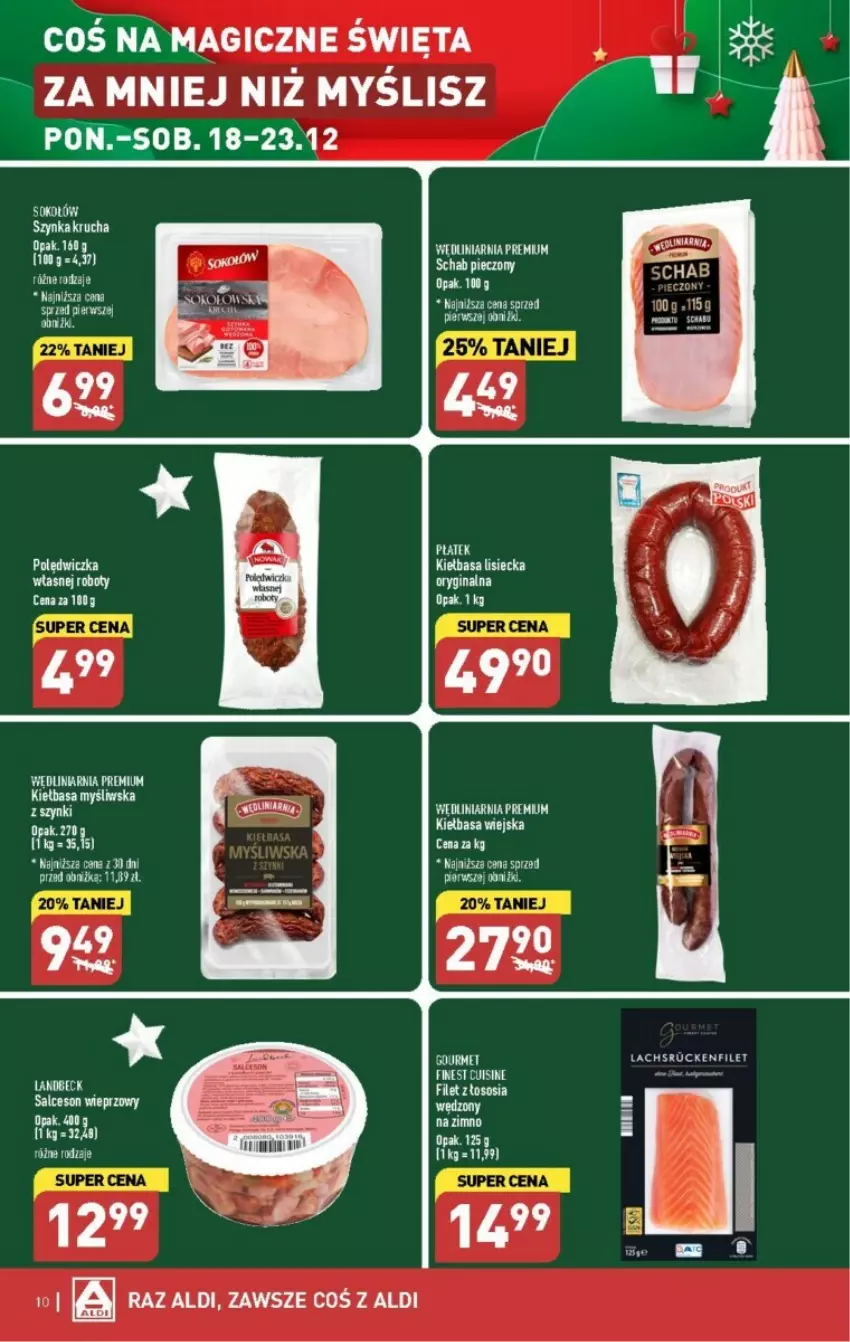 Gazetka promocyjna Aldi - ważna 18.12 do 23.12.2023 - strona 2 - produkty: Gin, Kiełbasa, Robot, Sok, Sokołów, Sos, Szynka