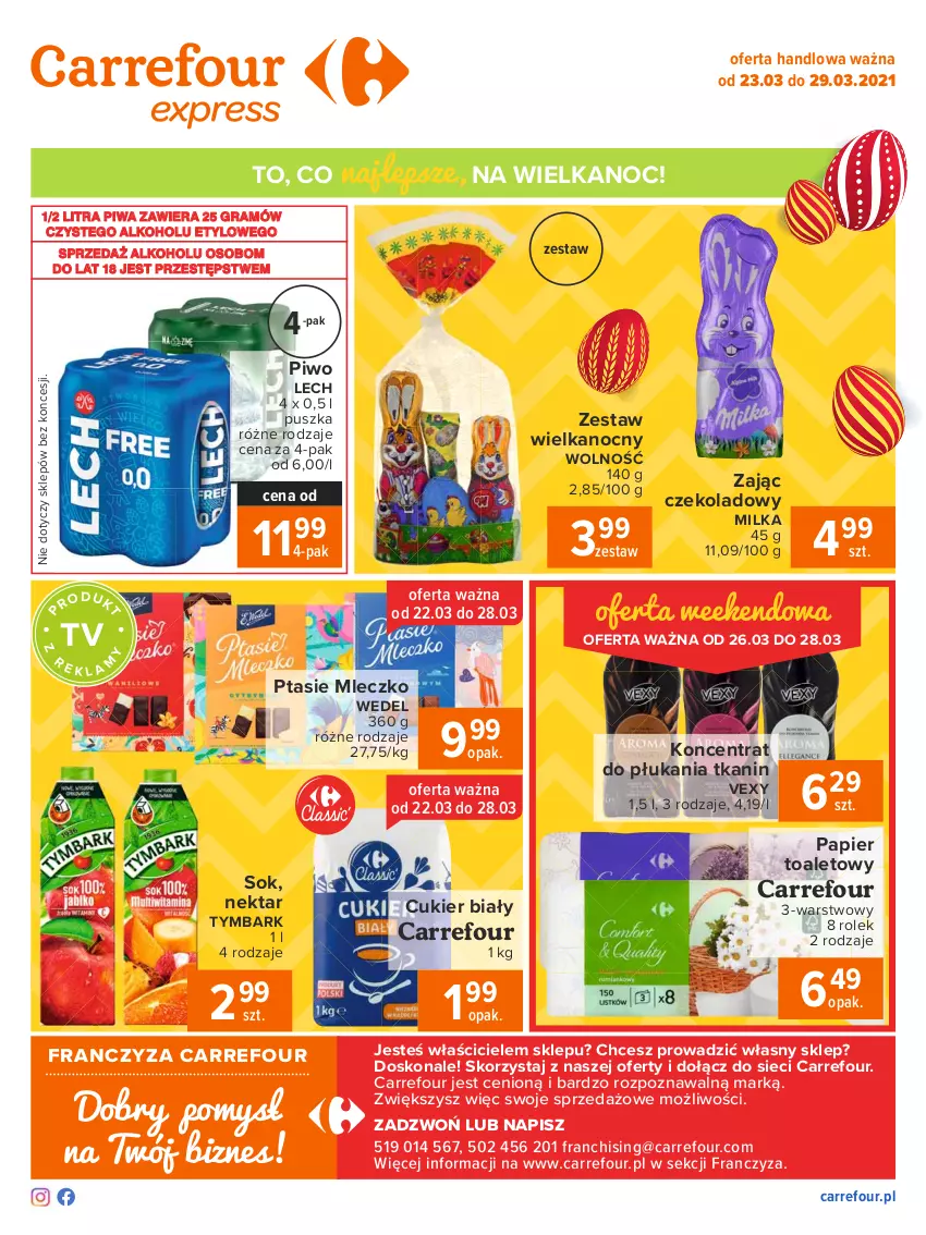 Gazetka promocyjna Carrefour - Gazetka Express - ważna 22.03 do 28.03.2021 - strona 2 - produkty: Cukier, Gra, Milka, Mleczko, Nektar, Papier, Papier toaletowy, Piwa, Piwo, Ptasie mleczko, Sok, Tymbark