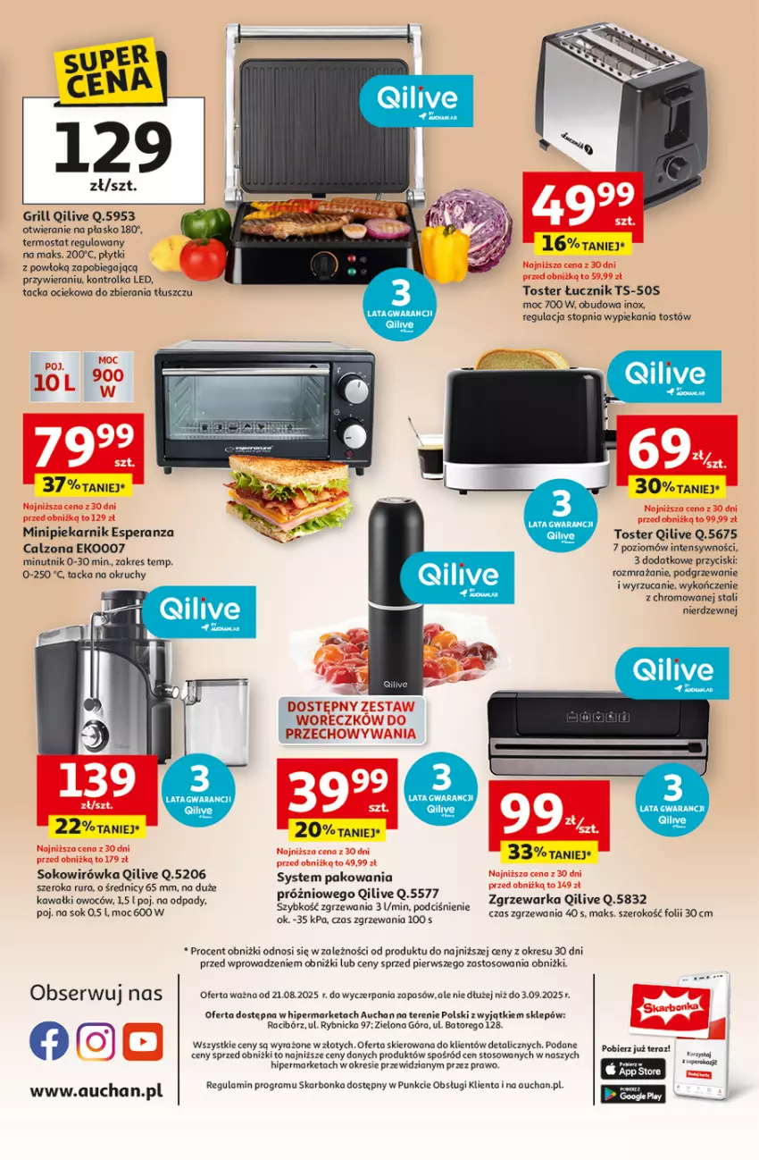 Gazetka promocyjna Auchan - Wznosimy śniadania na wyższy poziom Hipermarket - ważna 21.08 do 03.09.2025 - strona 2 - produkty: Gin, Gra, Grill, Kawa, LG, Minipiekarnik, Piekarnik, Rura, Sok, Tera, Termos, Top, Toster, Warka, Wasa