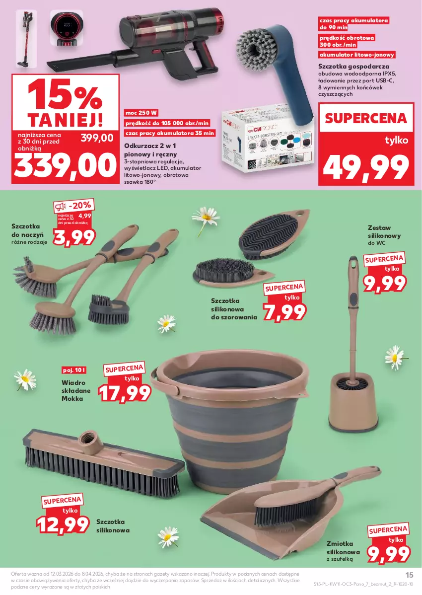 Gazetka promocyjna Kaufland - Kaufland - ważna 12.03 do 08.04.2026 - strona 15 - produkty: Akumulator, Odkurzacz, Por, Szczotka, Top, Wiadro