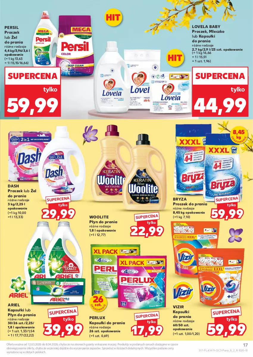Gazetka promocyjna Kaufland - Kaufland - ważna 12.03 do 08.04.2026 - strona 17 - produkty: Ariel, Bryza, Kapsułki do prania, Lovela, Mleczko, Persil, Płyn do prania, Proszek do prania, Vizir, Woolite