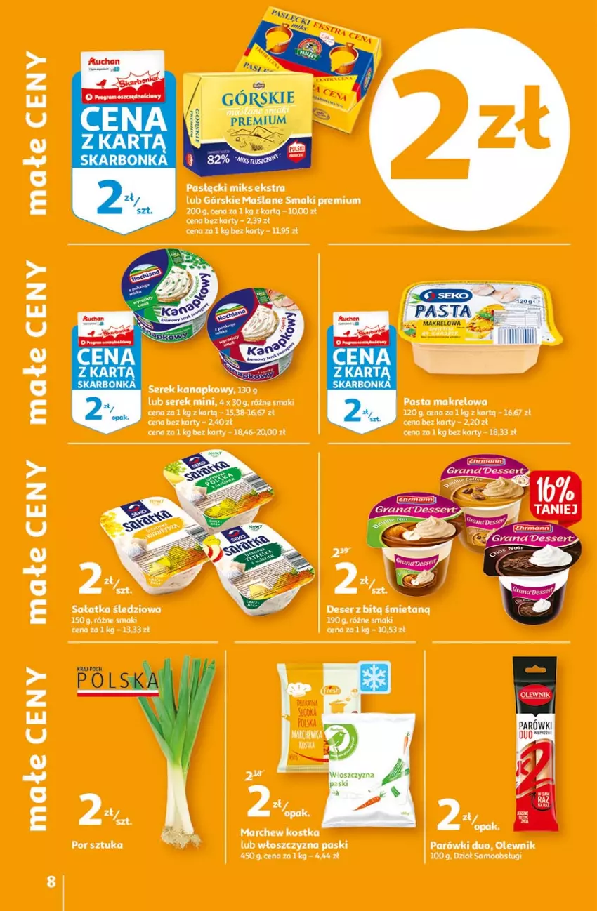 Gazetka promocyjna Auchan - Małe ceny Hipermarkety - ważna 02.09 do 08.09.2021 - strona 8 - produkty: Deser, Por, Sałat, Sałatka, Ser, Serek, Serek kanapkowy