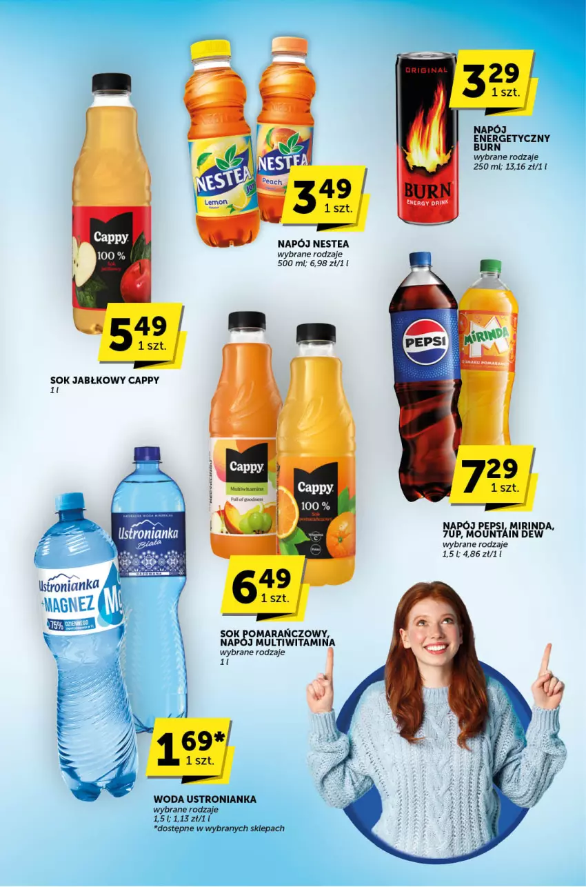 Gazetka promocyjna ABC - ważna 14.11 do 26.11.2024 - strona 25 - produkty: 7up, Cappy, Mirinda, Napój, Napój energetyczny, Nestea, Pepsi, Sok, Sok jabłkowy, Sok pomarańczowy, Woda