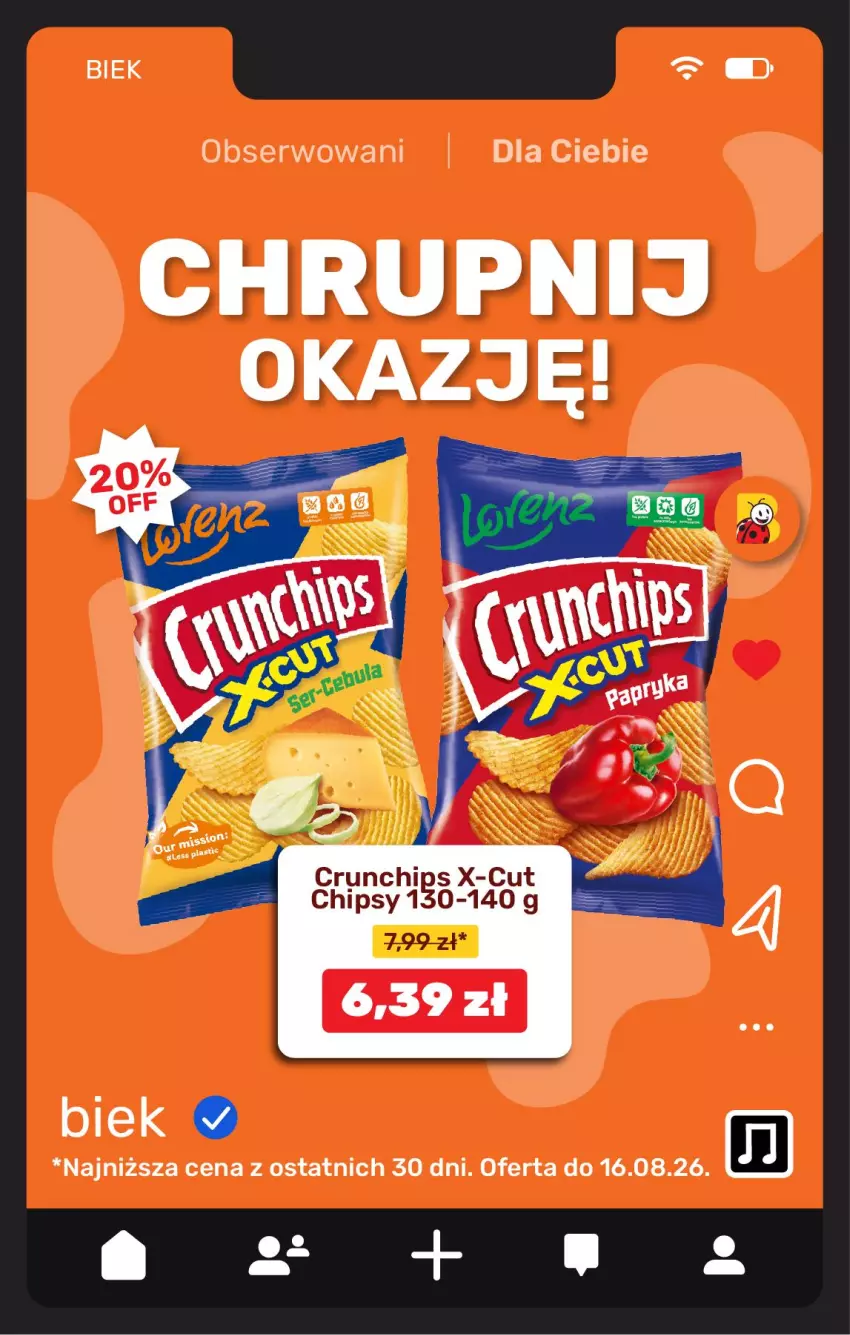 Gazetka promocyjna Biedronka - BIEK - ważna 13.08 do 20.08.2026 - strona 14 - produkty: Chipsy, Crunchips, Ser