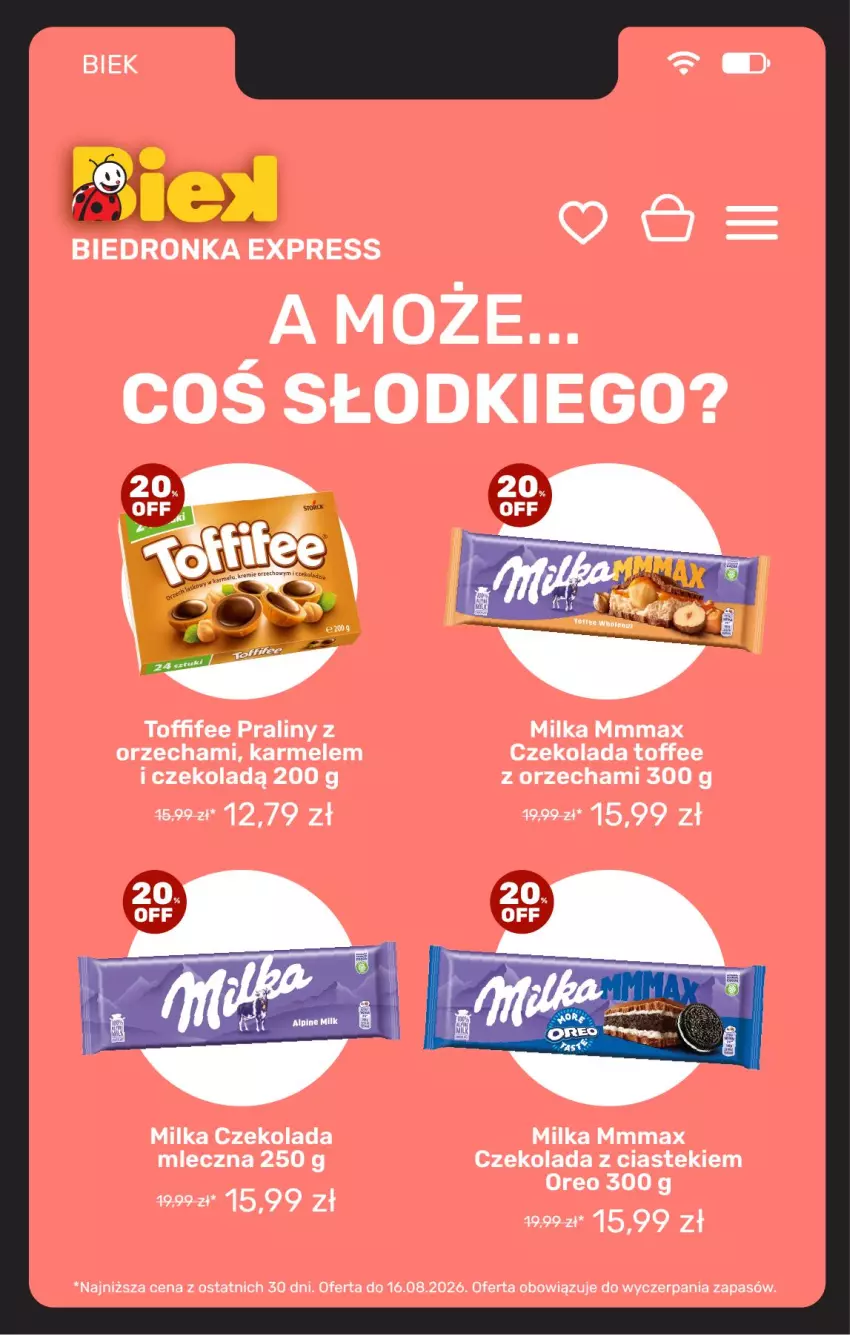 Gazetka promocyjna Biedronka - BIEK - ważna 13.08 do 20.08.2026 - strona 15 - produkty: Czekolada, Milka, Praliny, Stek