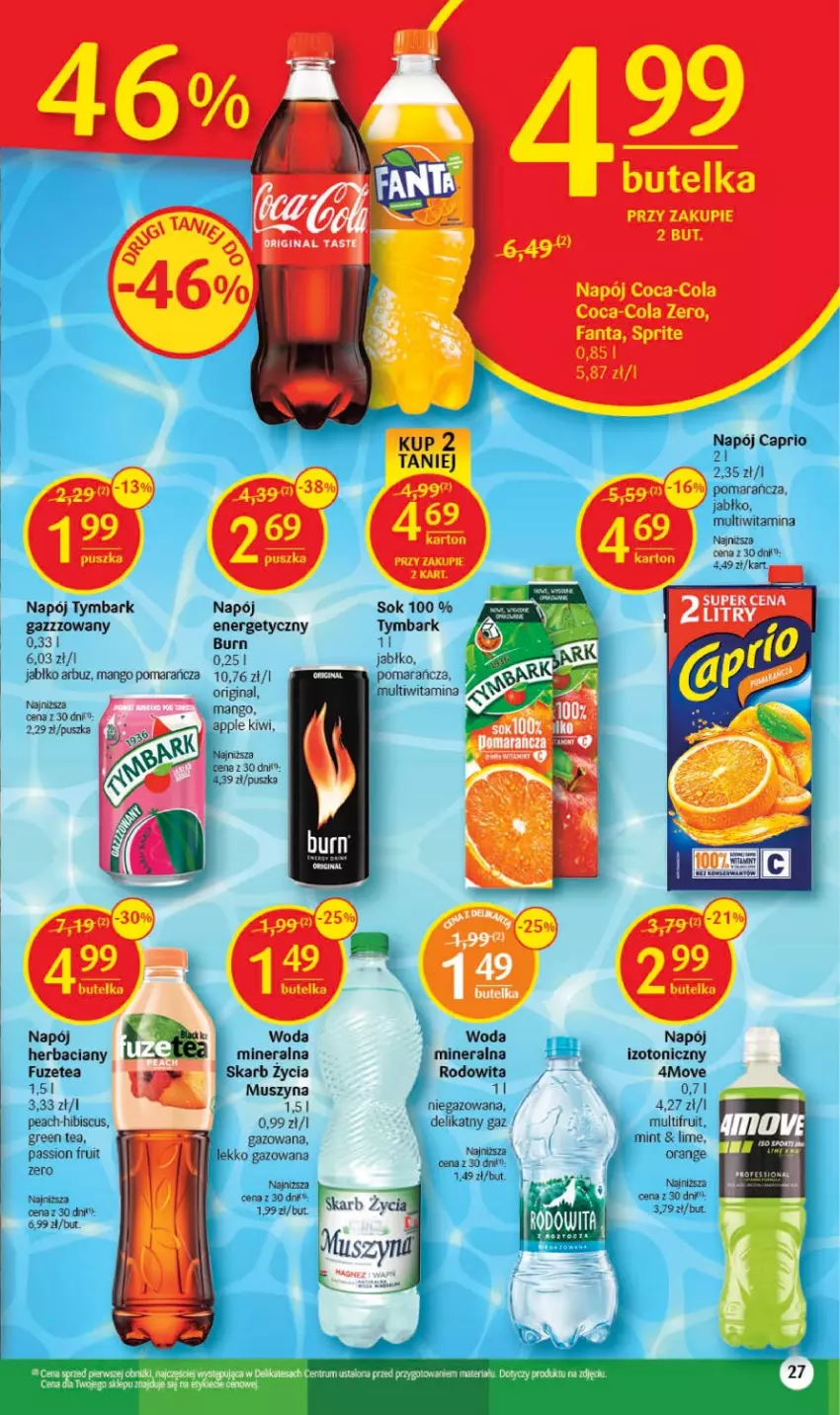 Gazetka promocyjna Delikatesy Centrum - Gazetka DC24-23 - ważna 22.06 do 28.06.2023 - strona 27 - produkty: Arbuz, Coca-Cola, Gin, Kiwi, LG, Mango, Mus, Napój, Sok, Szyna, Tymbark, Woda