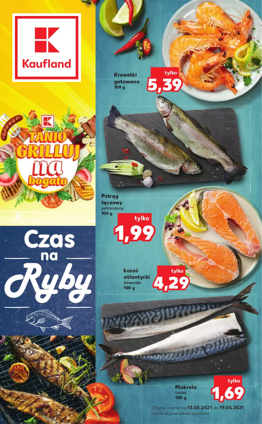 Gazetka promocyjna Kaufland - RYBY - ważna 13.05 do 19.05.2021 - strona 1 - produkty: Krewetki, Pstrąg, Pstrąg tęczowy, Tusz