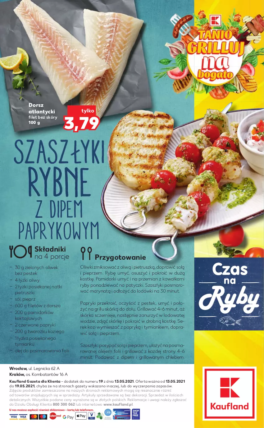 Gazetka promocyjna Kaufland - RYBY - ważna 13.05 do 19.05.2021 - strona 2 - produkty: Chleb, Dorsz, Grill, Kawa, Olej, Oliwki, Pieprz, Pomidorki, Por, Ser, Serek, Sól, Stek, Wagi