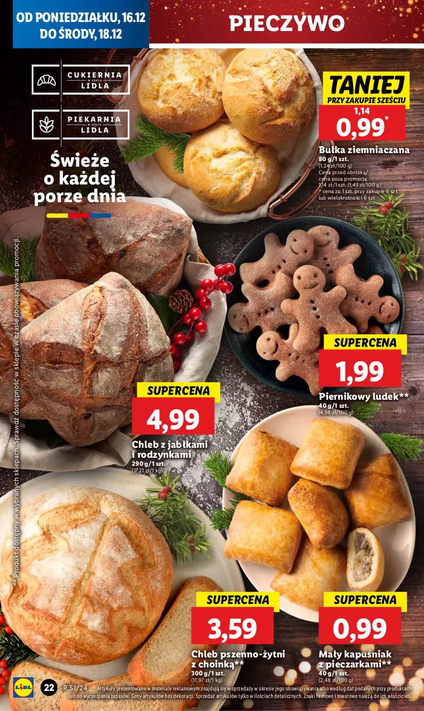 Gazetka promocyjna Lidl - GAZETKA - ważna 16.12 do 18.12.2024 - strona 26 - produkty: Bułka, Chleb, Jabłka, Piec, Pieczarka, Pieczywo, Piernik