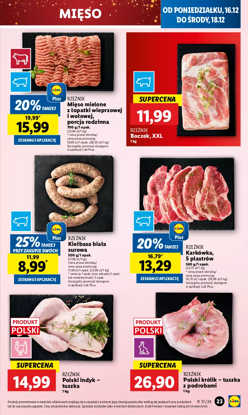 Gazetka promocyjna Lidl - GAZETKA - ważna 16.12 do 18.12.2024 - strona 27 - produkty: Boczek, Kiełbasa, Kiełbasa biała, Królik, Mięso, Mięso mielone, Mięso mielone z łopatki wieprzowej, Por, Tusz