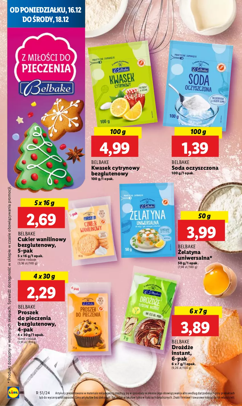 Gazetka promocyjna Lidl - GAZETKA - ważna 16.12 do 18.12.2024 - strona 38 - produkty: Cukier, Cukier wanilinowy, Drożdże, Piec, Proszek do pieczenia, Soda oczyszczona