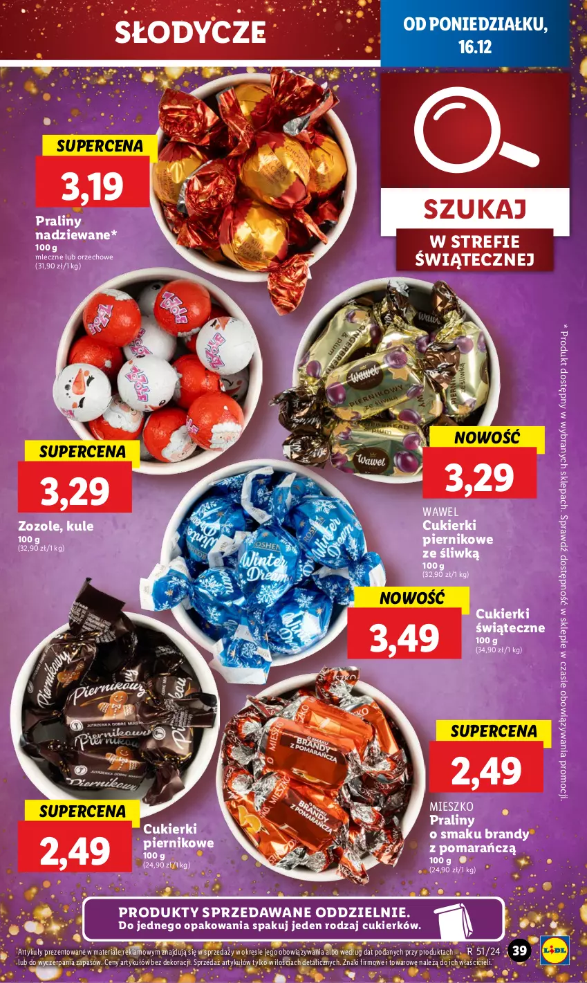 Gazetka promocyjna Lidl - GAZETKA - ważna 16.12 do 18.12.2024 - strona 45 - produkty: Brandy, Cukier, Cukierki, Piernik, Praliny, Wawel