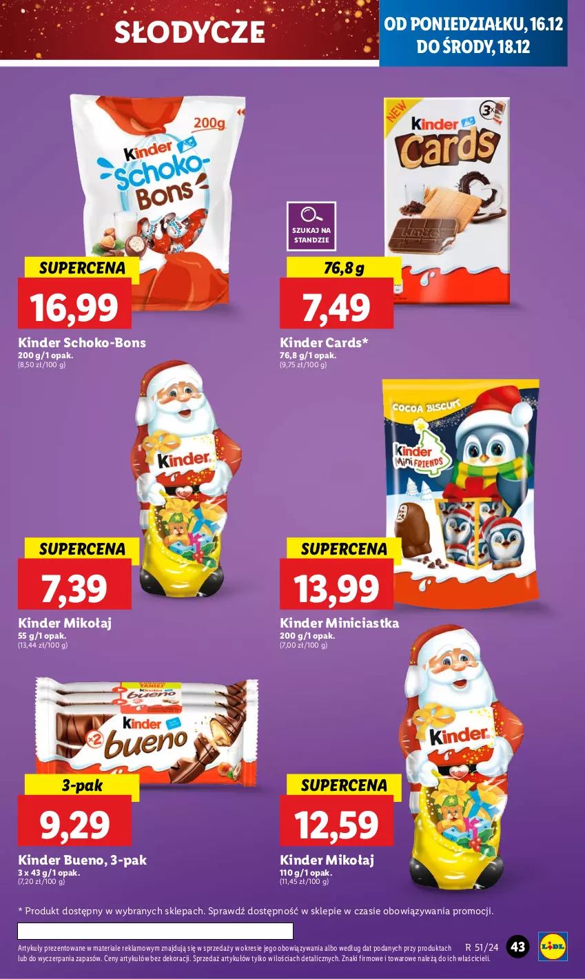 Gazetka promocyjna Lidl - GAZETKA - ważna 16.12 do 18.12.2024 - strona 49 - produkty: Ciastka, Kinder, Kinder Bueno