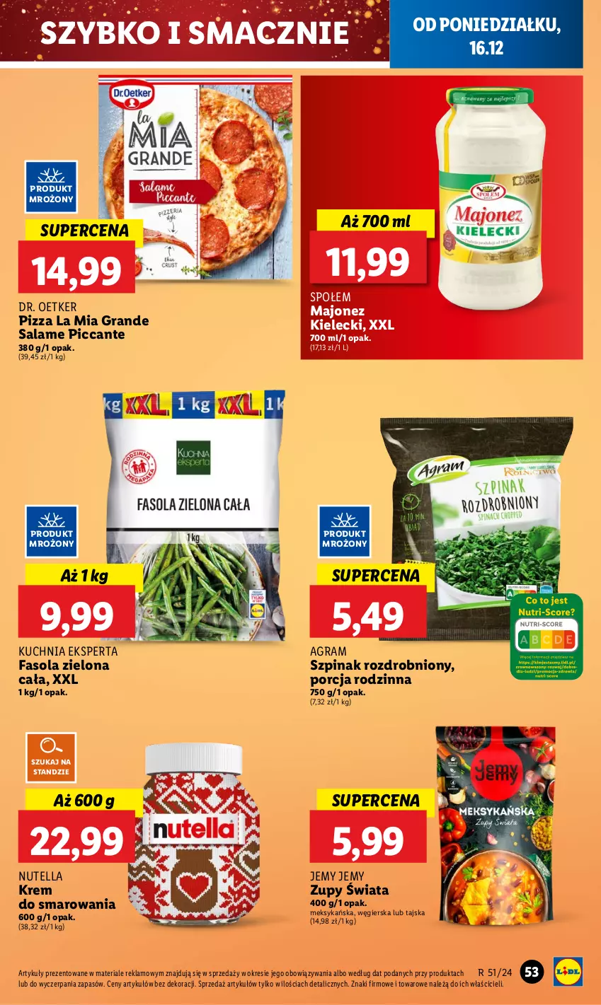 Gazetka promocyjna Lidl - GAZETKA - ważna 16.12 do 18.12.2024 - strona 61 - produkty: Dr. Oetker, Fa, Fasola, Gra, Kuchnia, Majonez, Nutella, Pizza, Por, Szpinak