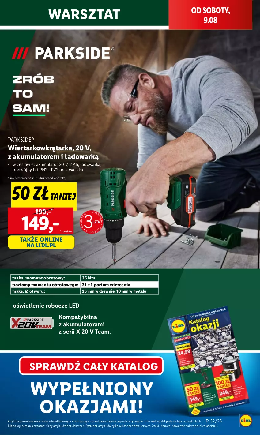 Gazetka promocyjna Lidl - GAZETKA - ważna 07.08 do 09.08.2025 - strona 15 - produkty: Akumulator, Parkside, Ser, Tarka, Walizka, Warka, Wiertarkowkrętarka, Wkręt, Wkrętarka