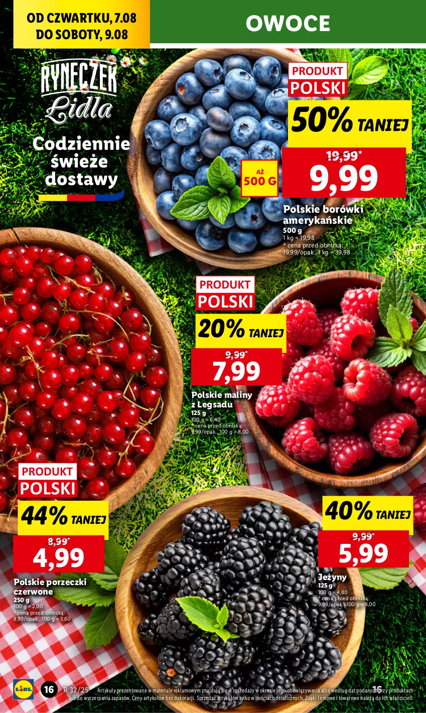 Gazetka promocyjna Lidl - GAZETKA - ważna 07.08 do 09.08.2025 - strona 20 - produkty: Jeżyny, Maliny, Owoce, Por, Porzeczki czerwone