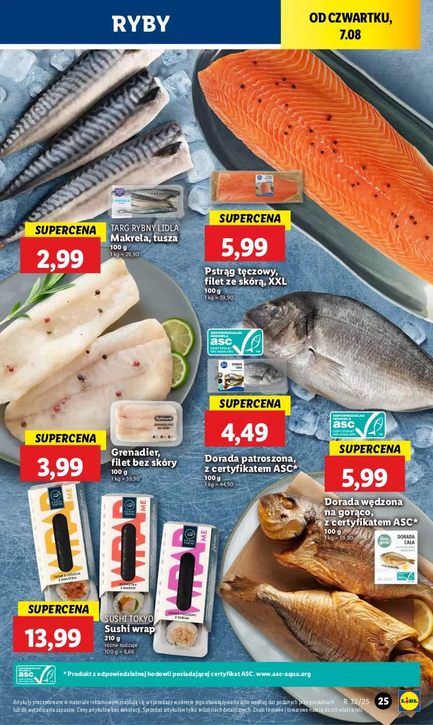 Gazetka promocyjna Lidl - GAZETKA - ważna 07.08 do 09.08.2025 - strona 31 - produkty: Grenadier, Pstrąg, Pstrąg tęczowy, Sushi, Tusz