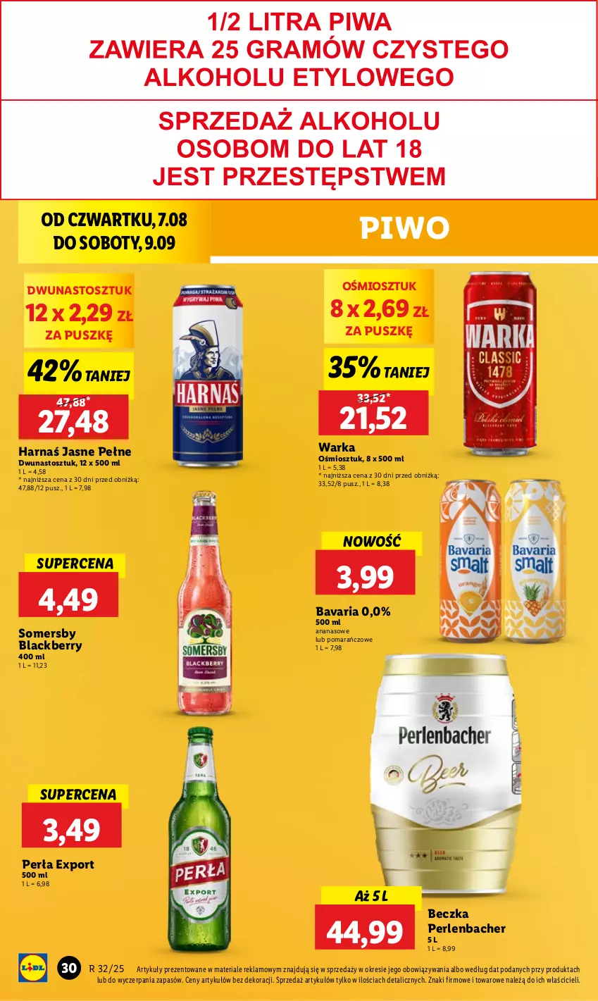 Gazetka promocyjna Lidl - GAZETKA - ważna 07.08 do 09.08.2025 - strona 38 - produkty: Ananas, Harnaś, Lack, NBA, Perła, Piwo, Por, Somersby, Warka