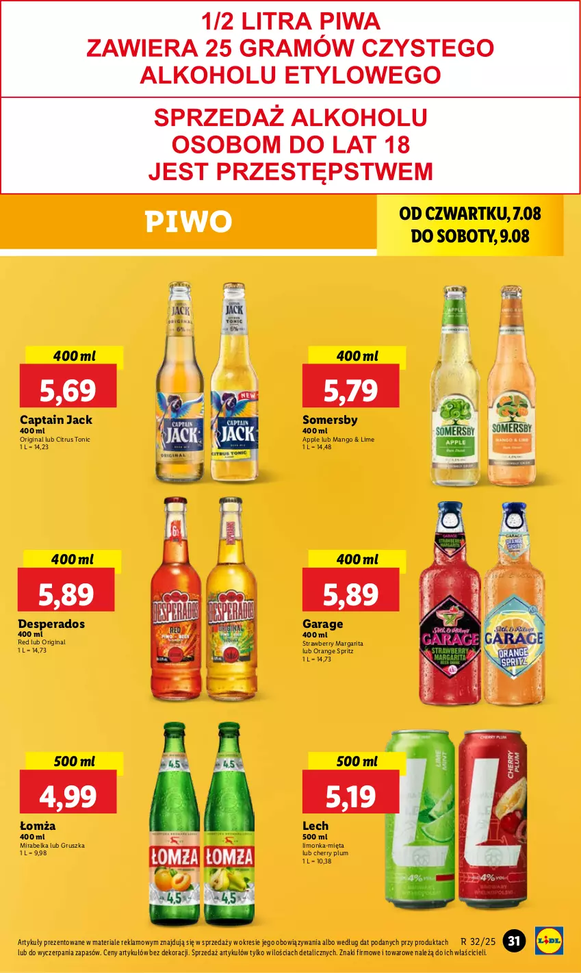 Gazetka promocyjna Lidl - GAZETKA - ważna 07.08 do 09.08.2025 - strona 39 - produkty: Captain Jack, Desperados, Gin, Limonka, Mango, Mięta, Piwo, Somersby