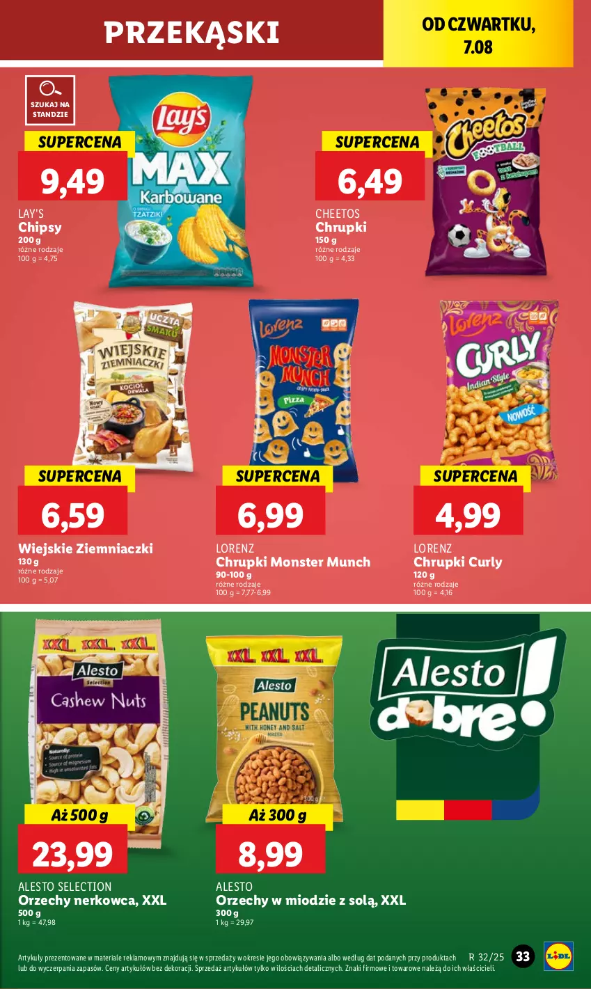 Gazetka promocyjna Lidl - GAZETKA - ważna 07.08 do 09.08.2025 - strona 41 - produkty: Cheetos, Chipsy, Chrupki, Lorenz, Monster Munch
