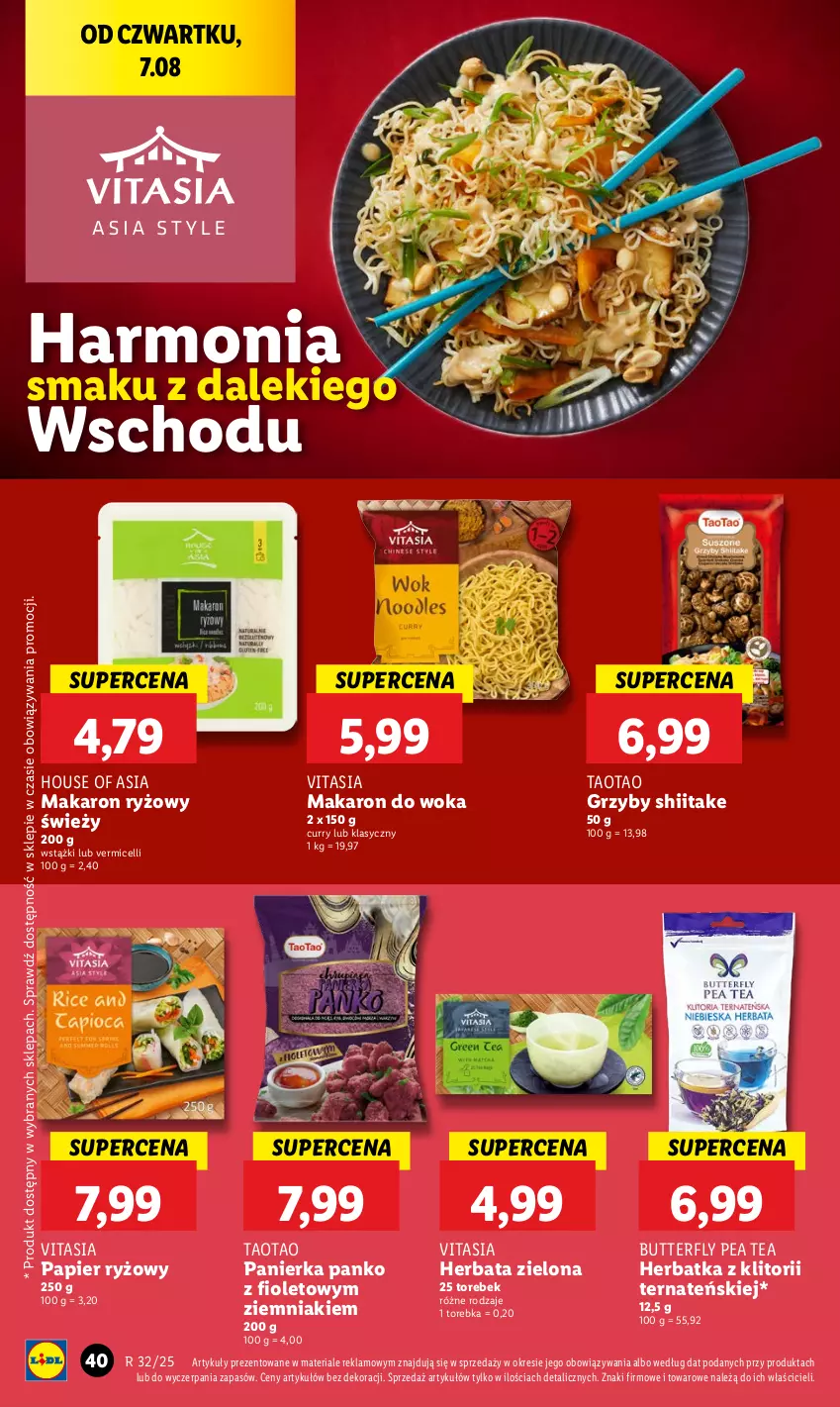 Gazetka promocyjna Lidl - GAZETKA - ważna 07.08 do 09.08.2025 - strona 48 - produkty: Grzyby, Grzyby shiitake, Herbata, House of Asia, Makaron, Makaron ryżowy, Papier, Papier ryżowy, Ryż, TaoTao, Torebka, Ziemniaki