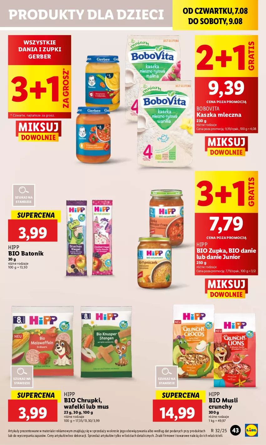 Gazetka promocyjna Lidl - GAZETKA - ważna 07.08 do 09.08.2025 - strona 51 - produkty: Baton, Bio Batonik, BoboVita, Chrupki, Dzieci, Gerber, Gra, HiPP, Hipp Bio, Mus, Tonik