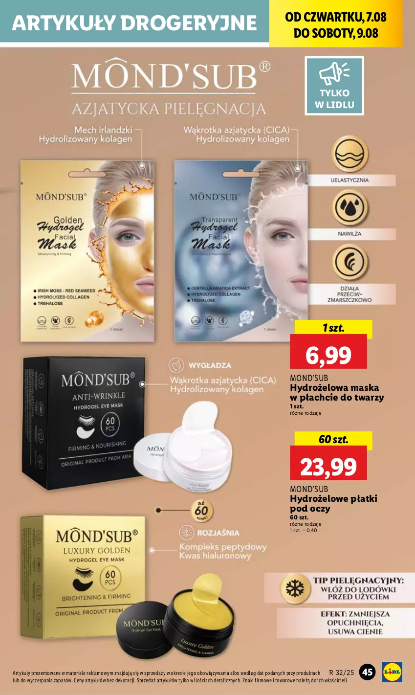 Gazetka promocyjna Lidl - GAZETKA - ważna 07.08 do 09.08.2025 - strona 53 - produkty: Hydrożelowe płatki pod oczy, Maska, Maska w płachcie