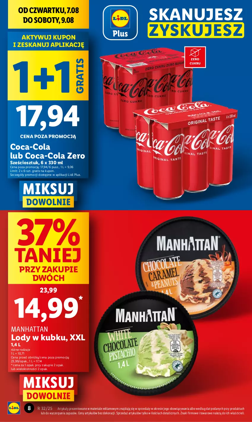Gazetka promocyjna Lidl - GAZETKA - ważna 07.08 do 09.08.2025 - strona 8 - produkty: Coca-Cola, Gra, Lody
