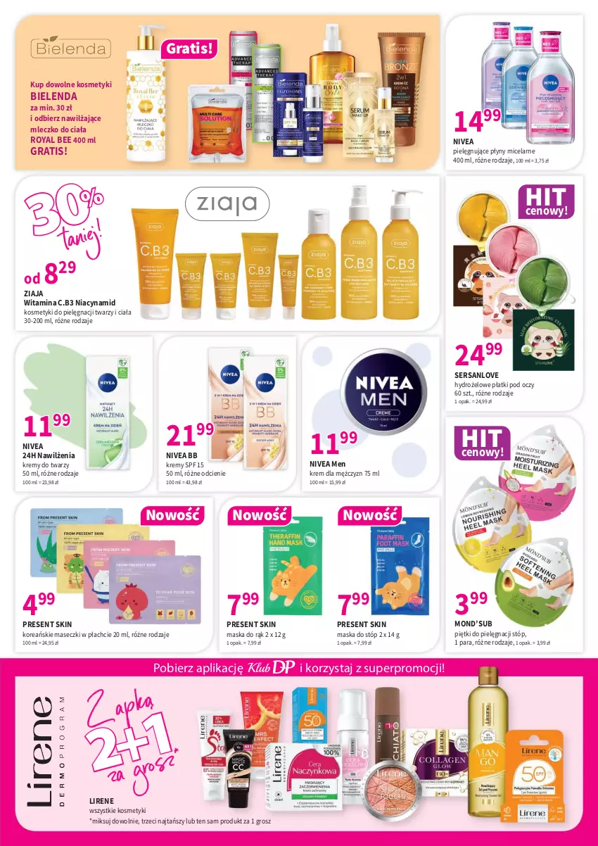 Gazetka promocyjna Drogerie Polskie - Gazetka - ważna 08.08 do 31.08.2025 - strona 3 - produkty: Bielenda, Gra, Hydrożelowe płatki pod oczy, Kosmetyki do pielęgnacji, Lirene, Maska, Maska do stóp, Mleczko, Mleczko do ciała, Nivea, Nivea Men, Ser, Ziaja