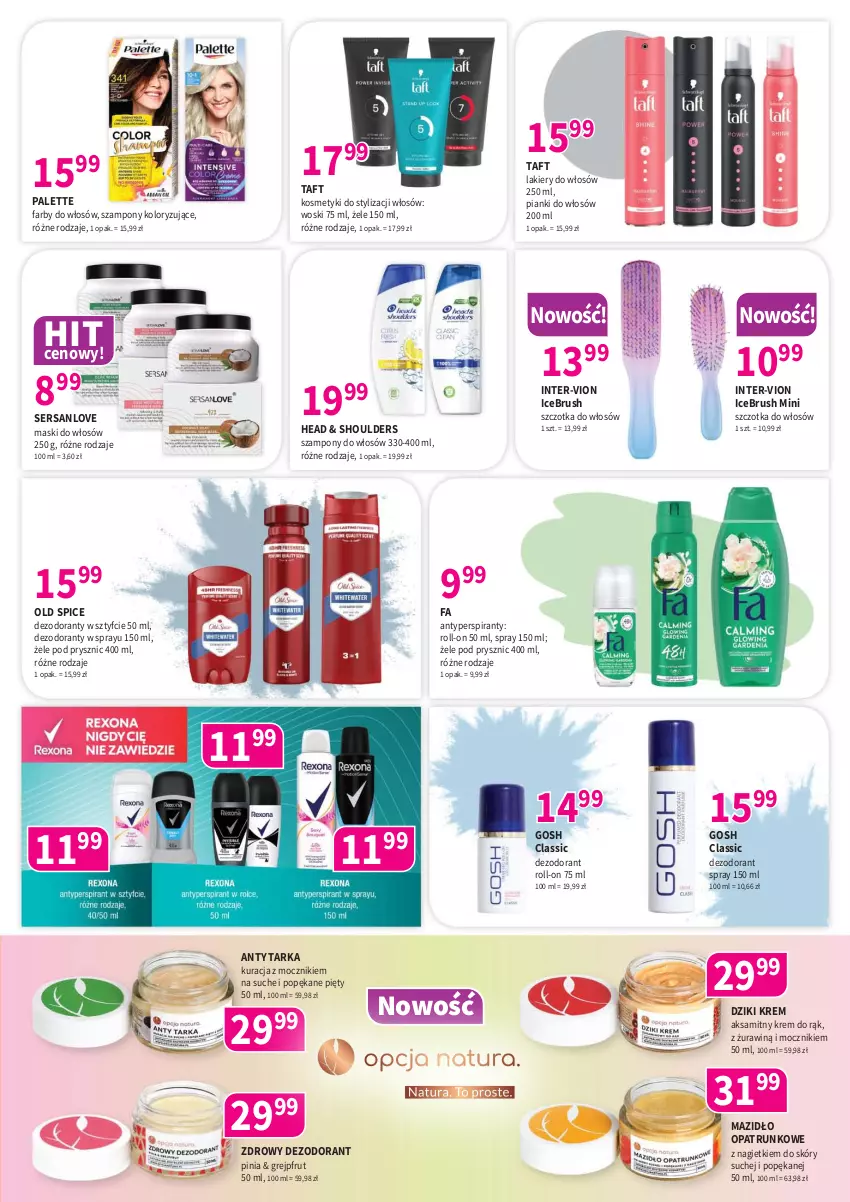 Gazetka promocyjna Drogerie Polskie - Gazetka - ważna 08.08 do 31.08.2025 - strona 5 - produkty: Aksam, Antyperspirant, Dezodorant, Fa, Gosh, Grejpfrut, Krem do rąk, Lakier, Old Spice, Palette, Ser, Szampon, Szczotka, Szczotka do włosów, Taft, Tarka