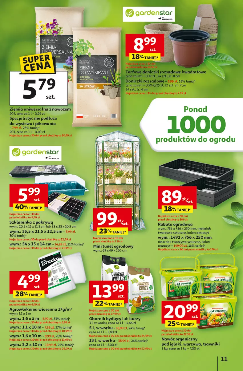 Gazetka promocyjna Auchan - 30 Lat Hipermarket - ważna 26.02 do 04.03.2026 - strona 11 - produkty: Nawóz, Por, Szklarenka, Tunel, Warzywa