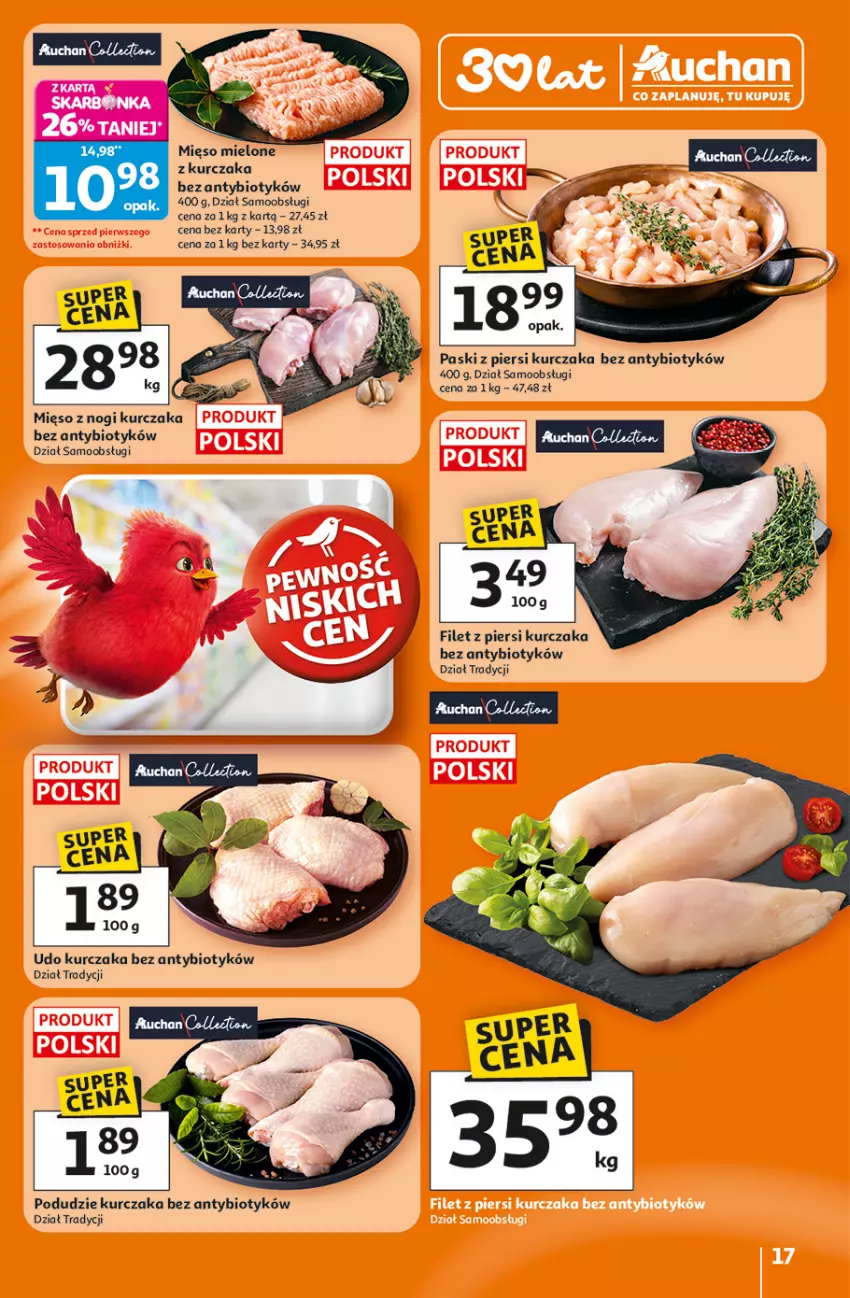 Gazetka promocyjna Auchan - 30 Lat Hipermarket - ważna 26.02 do 04.03.2026 - strona 17 - produkty: Filet z piersi kurczaka, Kurczak, Mięso, Mięso mielone