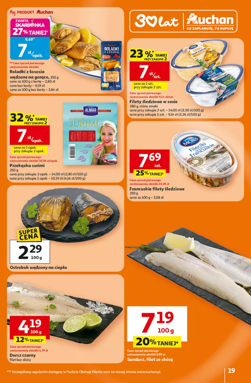 Gazetka promocyjna Auchan - 30 Lat Hipermarket - ważna 26.02 do 04.03.2026 - strona 19 - produkty: Dorsz, Sos, Surimi