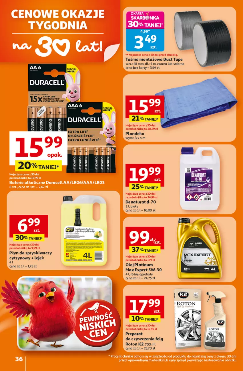 Gazetka promocyjna Auchan - 30 Lat Hipermarket - ważna 26.02 do 04.03.2026 - strona 36 - produkty: Duracell, K2, LG, Olej, Płyn do spryskiwaczy, Preparat do czyszczenia, Taśma montażowa, Tran