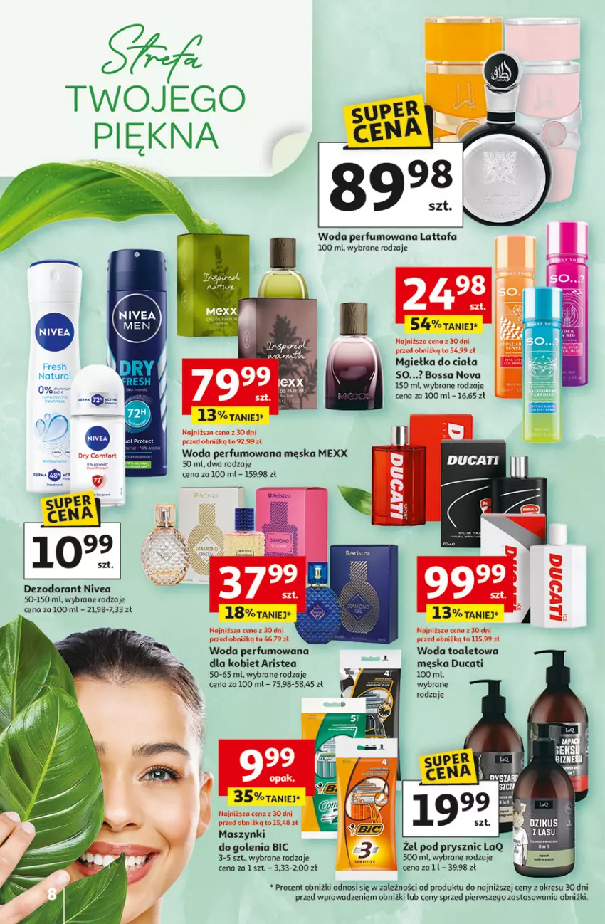 Gazetka promocyjna Auchan - 30 Lat Hipermarket - ważna 26.02 do 04.03.2026 - strona 8 - produkty: BIC, Dezodorant, Ducati, Fa, Mexx, Mus, Nivea, Perfum, Woda, Woda perfumowana, Woda toaletowa
