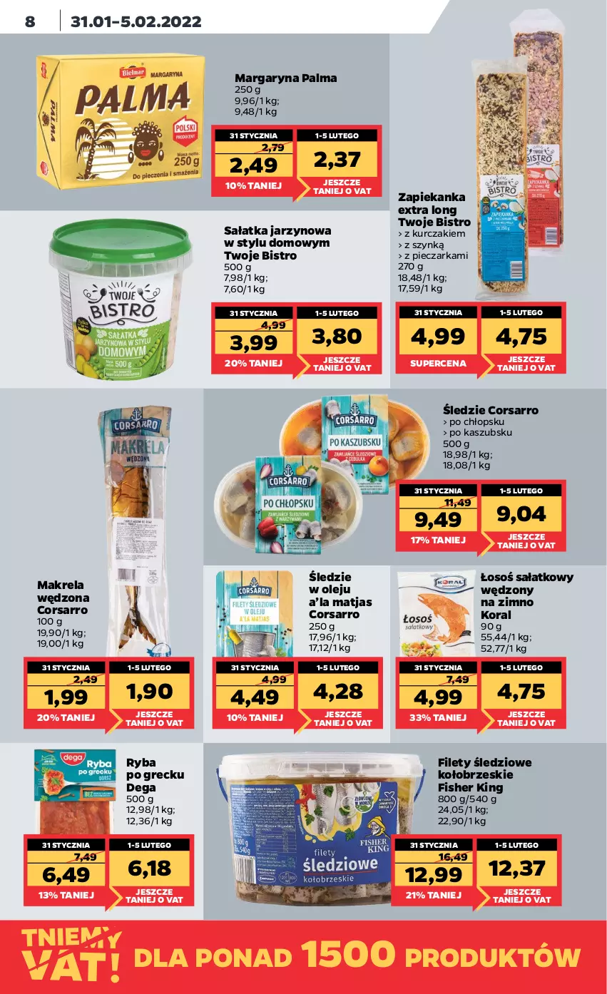 Gazetka promocyjna Netto - Gazetka spożywcza - ważna 31.01 do 05.02.2022 - strona 8 - produkty: Dega, Kurczak, Margaryna, Matjas, Olej, Palma, Piec, Pieczarka, Ryba, Ryba po grecku, Sałat, Sałatka, Zapiekanka