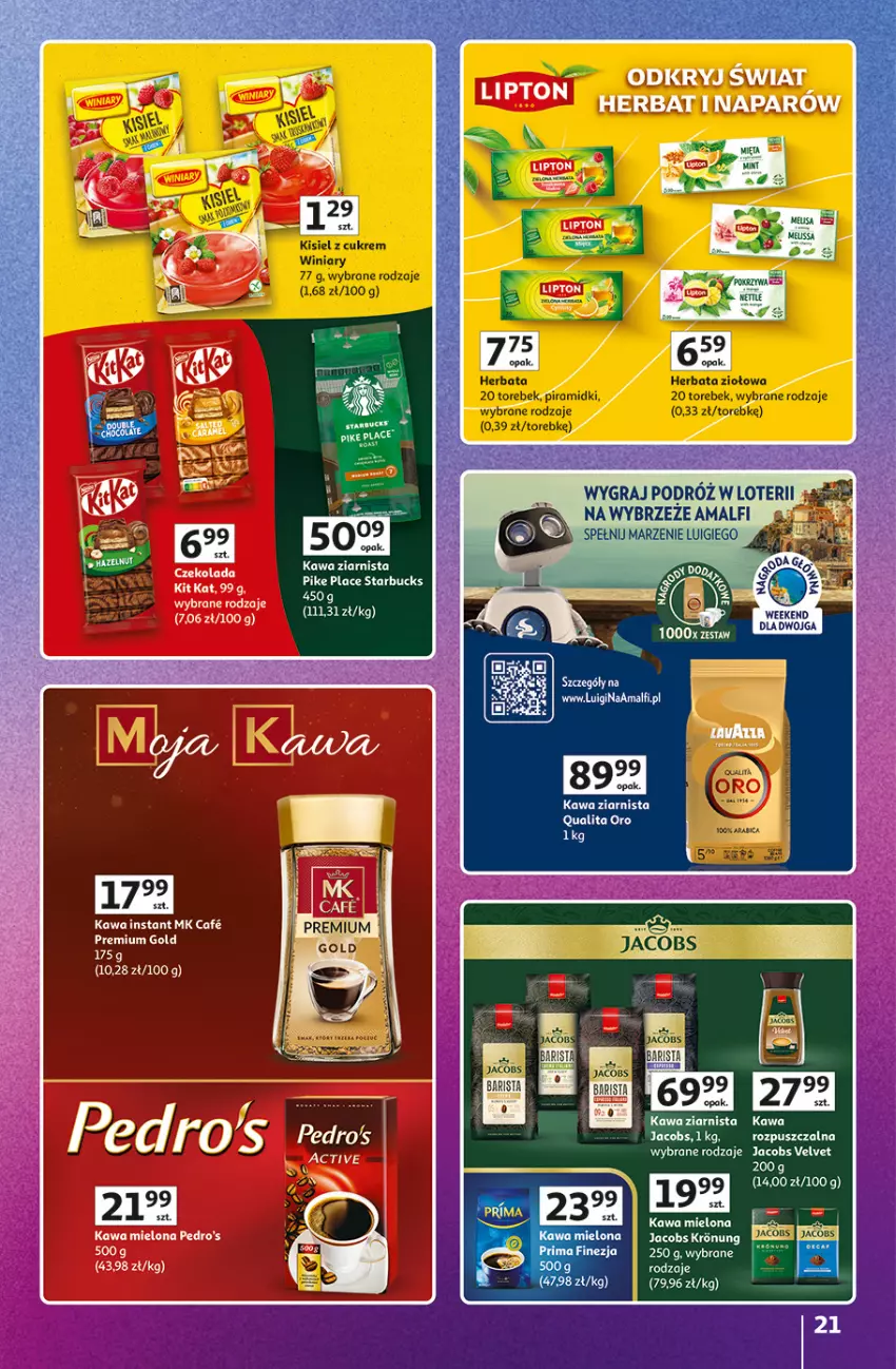 Gazetka promocyjna Auchan - 30 Lat Hipermarket Auchan Znane marki - ważna 15.10 do 21.10.2026 - strona 21 - produkty: Gra, Herbata, Jacobs, Jacobs Velvet, Kawa, Kawa mielona, Kawa ziarnista, Kisiel, Kit Kat, Velvet, Winiary