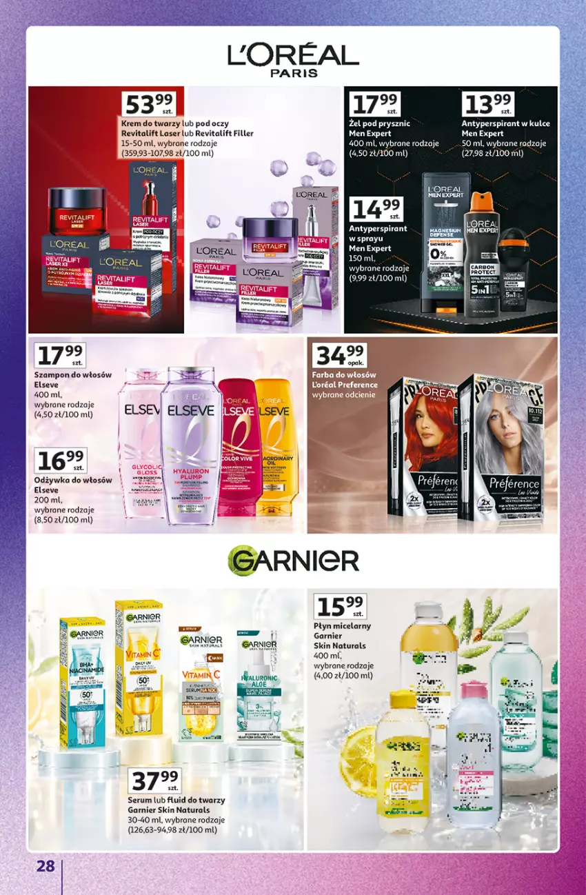 Gazetka promocyjna Auchan - 30 Lat Hipermarket Auchan Znane marki - ważna 15.10 do 21.10.2026 - strona 28 - produkty: Antyperspirant, Elseve, Fa, Farba do włosów, Garnier, Krem do twarzy, LG, Odżywka, Płyn micelarny, Rum, Ser, Serum, Szampon