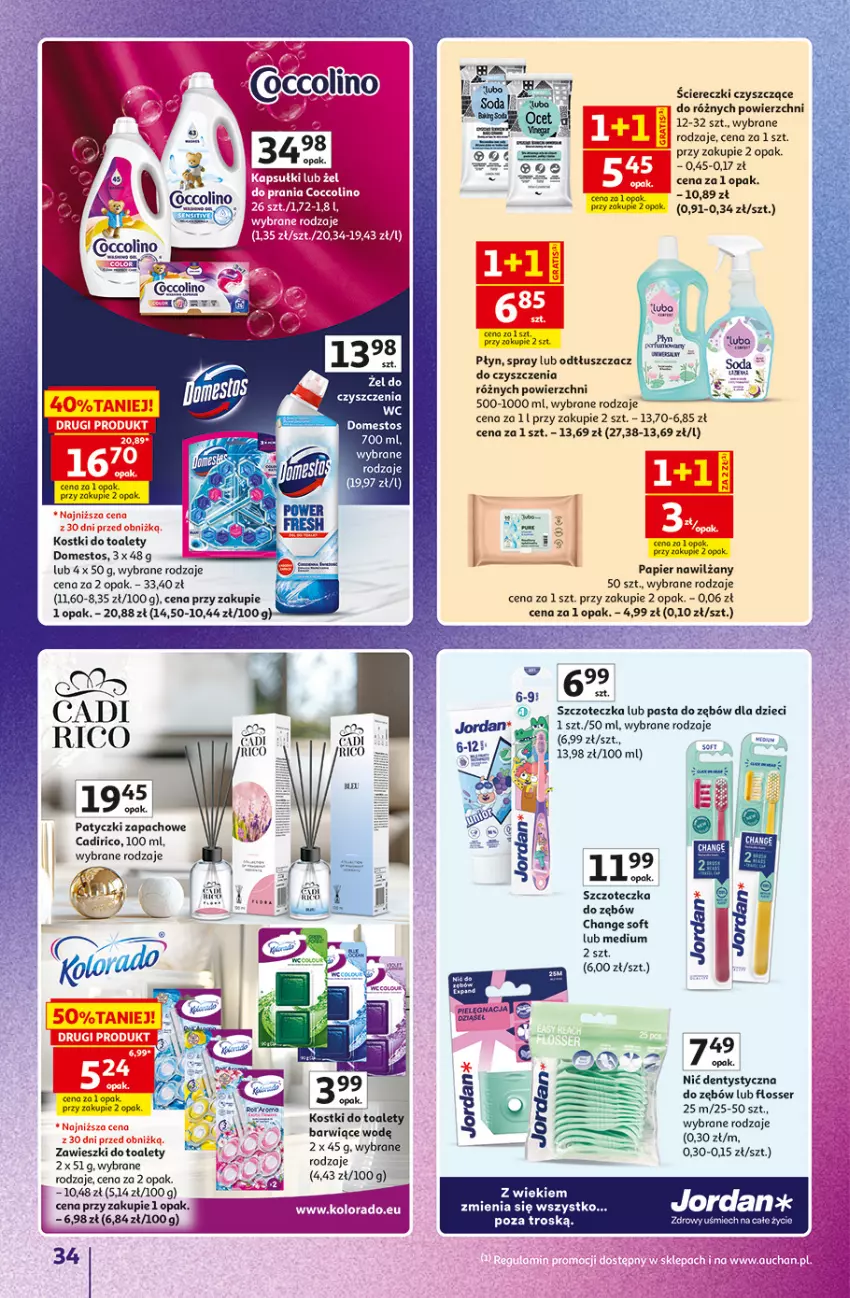 Gazetka promocyjna Auchan - 30 Lat Hipermarket Auchan Znane marki - ważna 15.10 do 21.10.2026 - strona 34 - produkty: Domestos, Dzieci, Fa, Kolorado, Nić dentystyczna, Odtłuszczacz, Papier, Pasta do zębów, Ser, Szczoteczka, Szczoteczka do zębów, Zawieszki