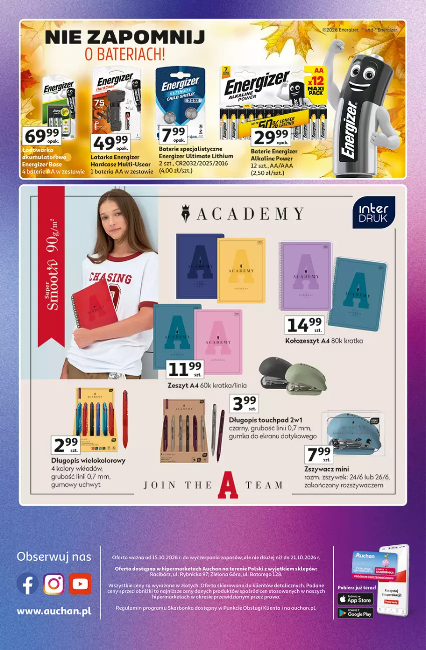 Gazetka promocyjna Auchan - 30 Lat Hipermarket Auchan Znane marki - ważna 15.10 do 21.10.2026 - strona 44 - produkty: Bateria, Długopis, Energizer, HP, Latarka, Ser, Tarka