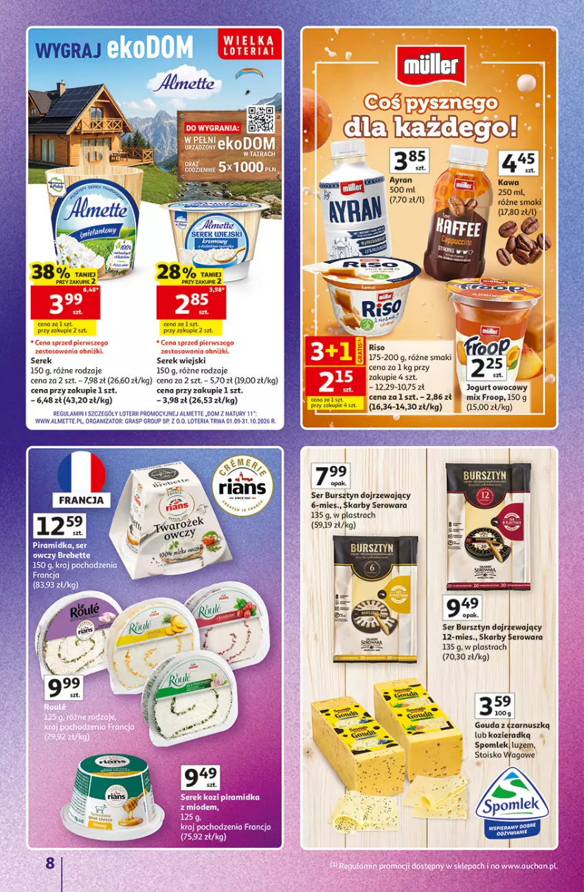 Gazetka promocyjna Auchan - 30 Lat Hipermarket Auchan Znane marki - ważna 15.10 do 21.10.2026 - strona 8 - produkty: Bursztyn, Fa, Gouda, Gra, Jogurt, Jogurt owocowy, Ser, Serek, Serek wiejski, Tatra