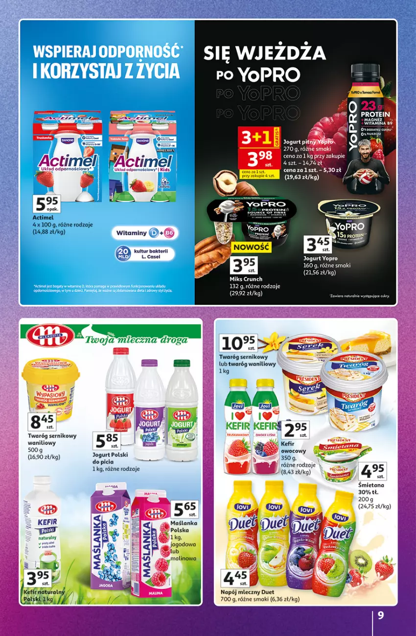 Gazetka promocyjna Auchan - 30 Lat Hipermarket Auchan Znane marki - ważna 15.10 do 21.10.2026 - strona 9 - produkty: Actimel, Kefir, Maślanka, Napój, Napój mleczny, Por, Ser, Sok, Twaróg