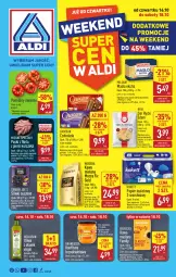 Gazetka promocyjna Aldi - Oferta weekendowa - Gazetka - ważna od 18.10 do 18.10.2025 - strona 1 - produkty: Kurczak, Rycki Edam, Ser, Gin, Gra, Papier, Bell, Mięsne specjały, Kawa mielona, Kawa, Papier toaletowy, Konfitura, Czekolada, Edam, Mocca Fix Gold, Oliwa z oliwek, Bella, Woseba, Masło, Pomidory, Fa, Oliwa